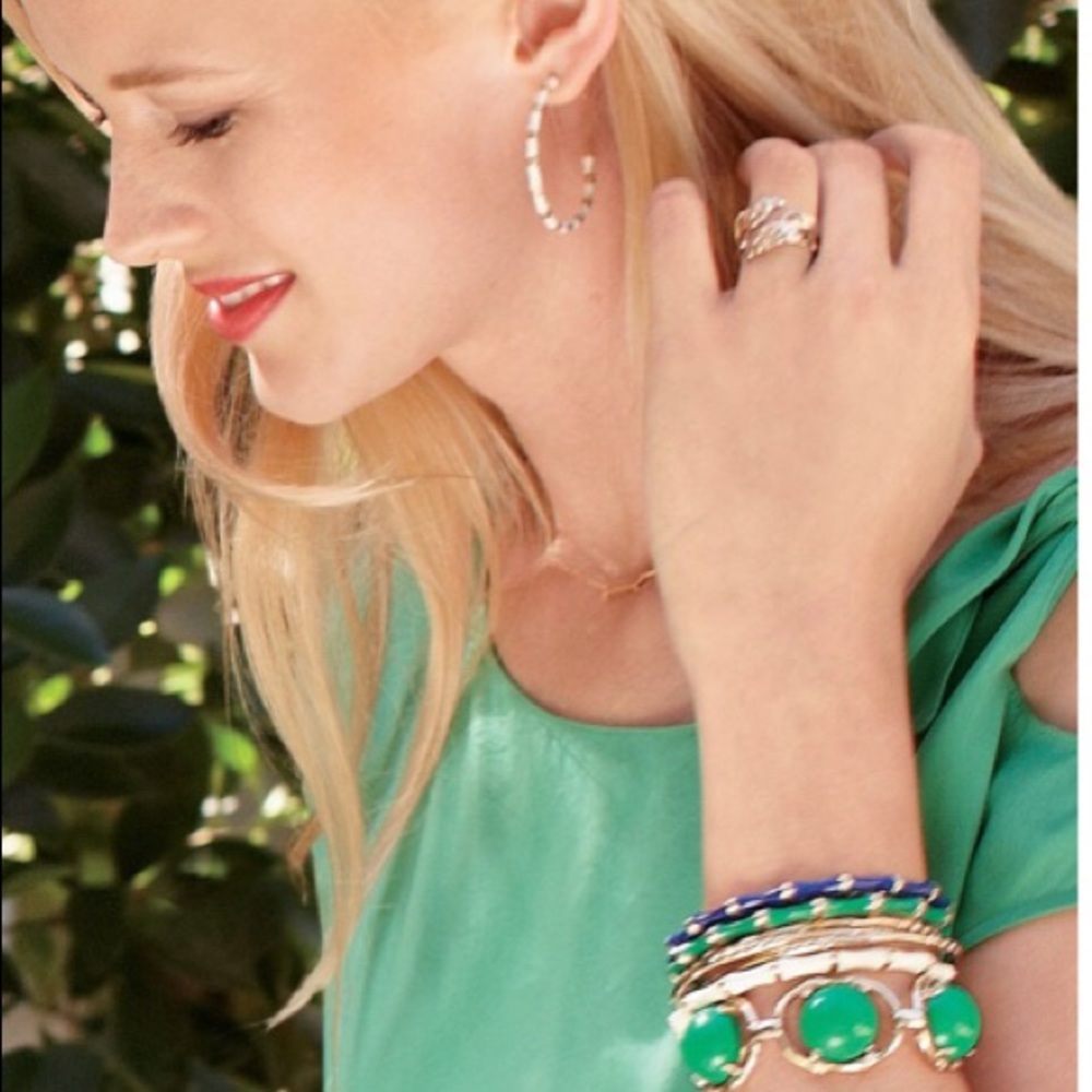 Stella & Dot | Kelly Green Cabochon + Gold Bambooππβ¨Zinnia Bracelet - Picture 6 of 10